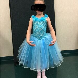 Blue Dance Costume with Tulle Skirt